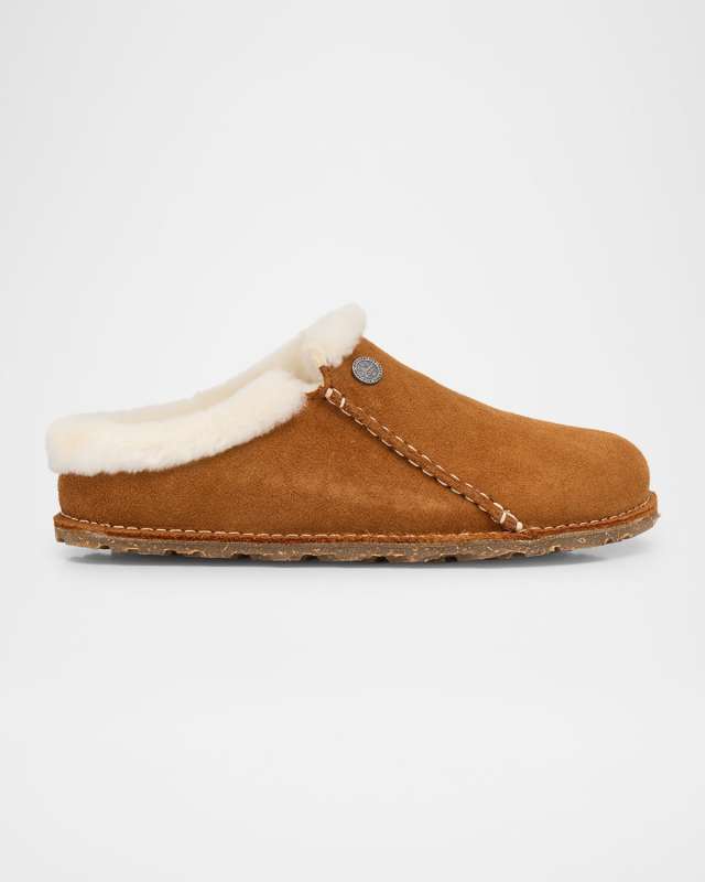Zermatt Suede Shearling Slipper Mules